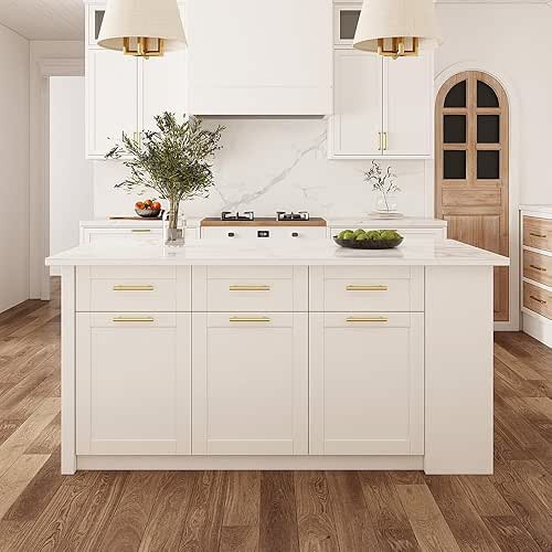 homary 71" White Kitchen Island with Storage Large Kitchen Cabinet