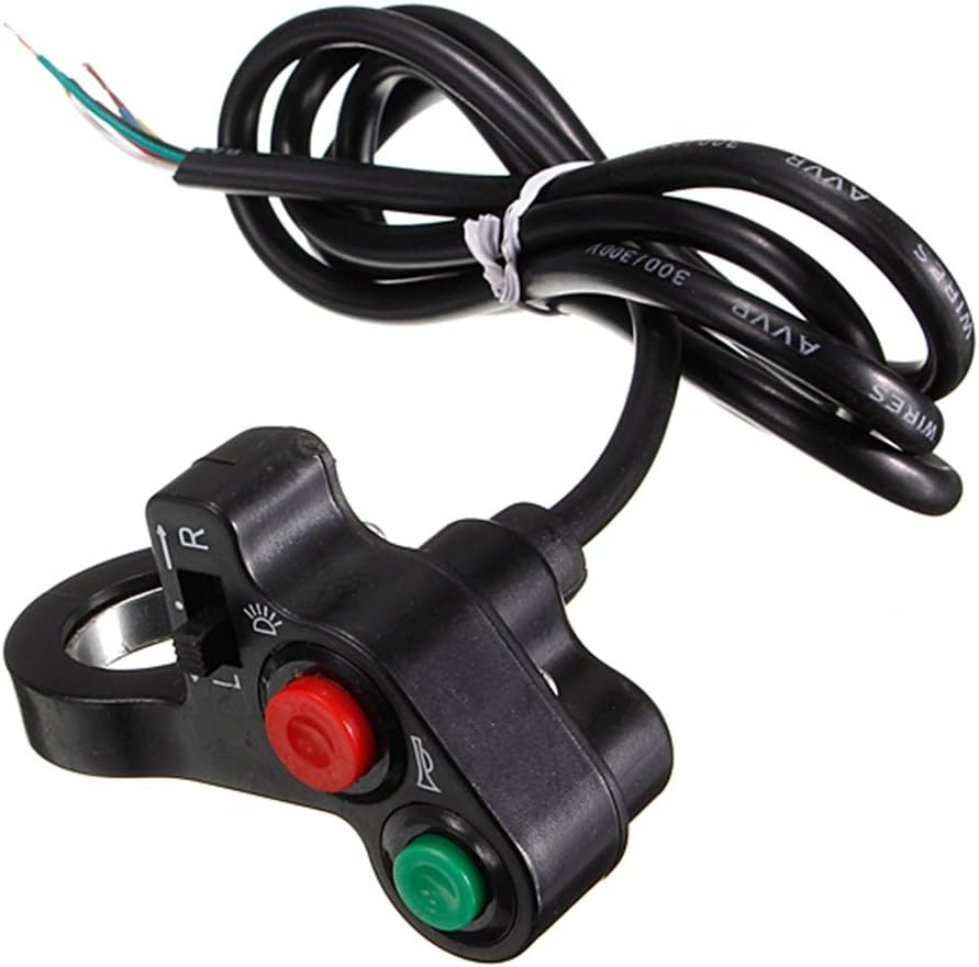 2 Position Push Button Black Motorcycle Horn Switch with Hinge Lever Actuator for 7/8'' Handlebar Dirt Bike Scooter ATV
