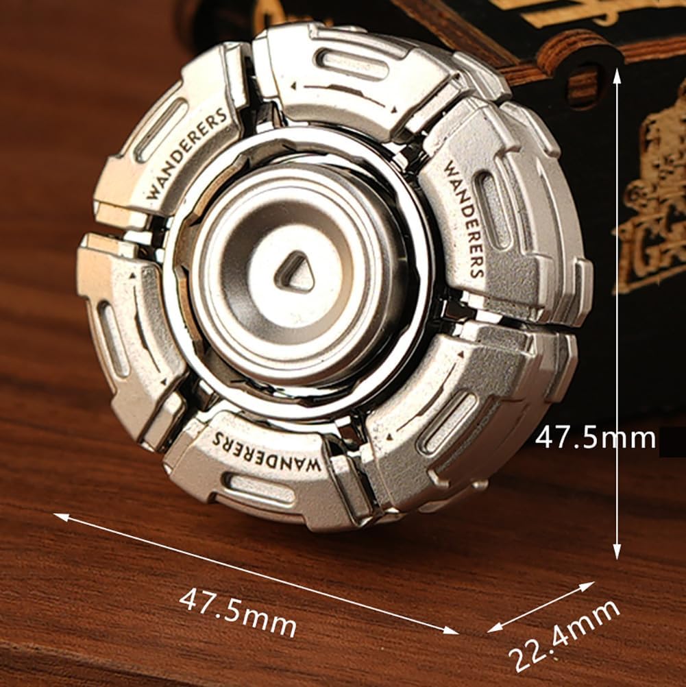 Metal Fidget Spinner for Adults - Open Armor Design with Spin-Activated Transformation, Stress Relief & Anxiety Toy for ADHD, EDC Fidget Spinner (Yellow)