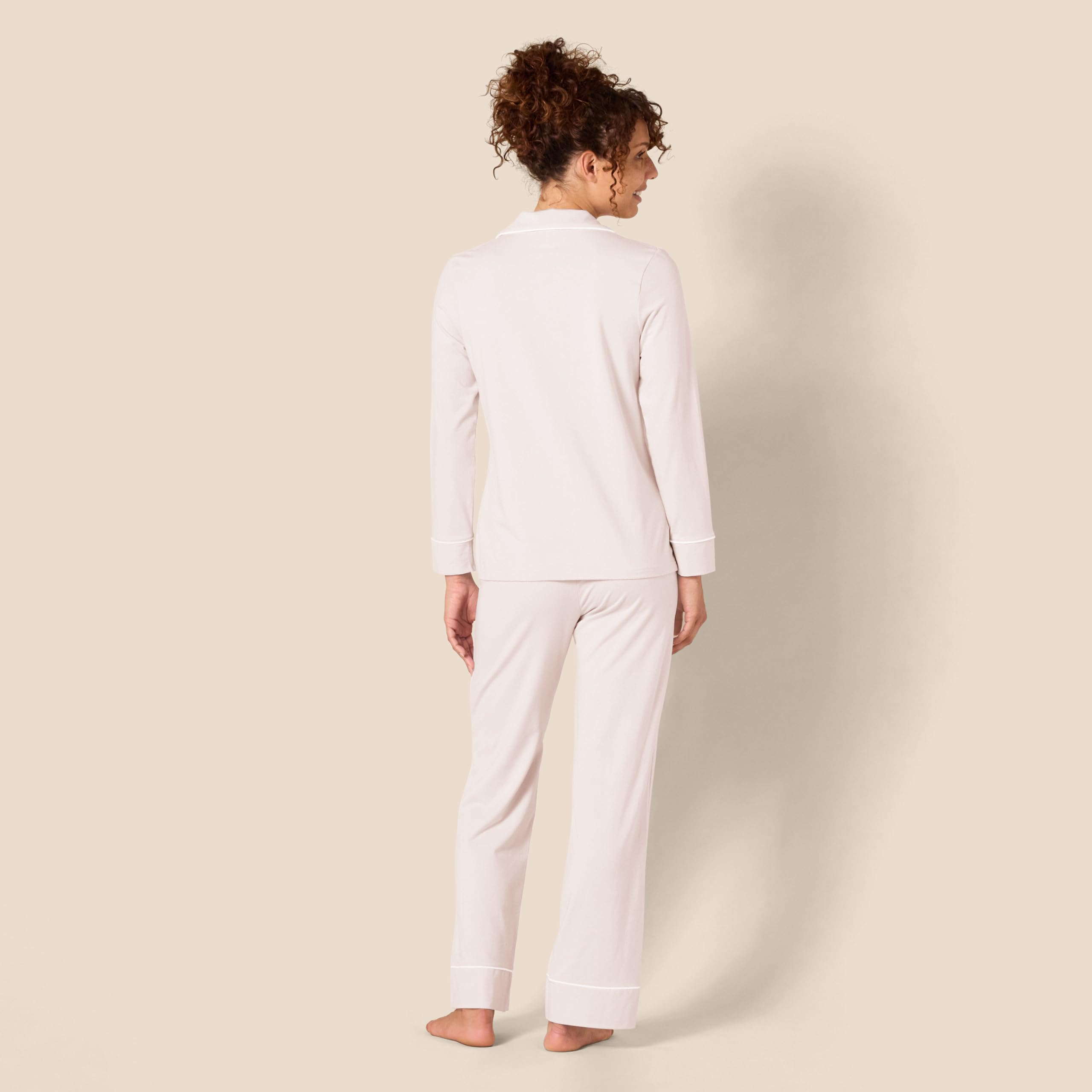 Amazon Essentials Camicia a Maniche Lunghe in Modal di Cotone e Pigiama a Tutta Lunghezza Donna