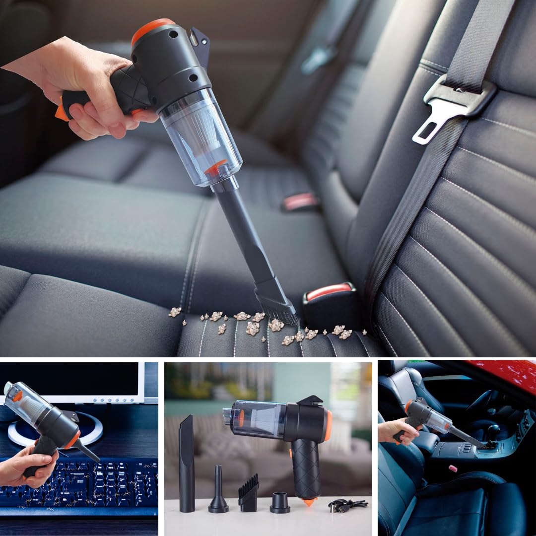 STARLYF Clean-All-Vac - Aspirapolvere Senza Fili 2 in 1, Aspirapolvere e Soffiatore Portatile Ricaricabile, Mini Aspirapolvere per Auto, Ufficio e Casa, con Ugelli Intercambiabili, Nero