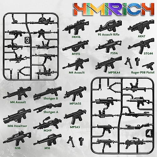 Image of Weapons Pack Military Toy Set Building Blocks Model for Soldier Figures, Army Equipment Gear Kit Pieces and Parts Accessories Compatible with Major Brand