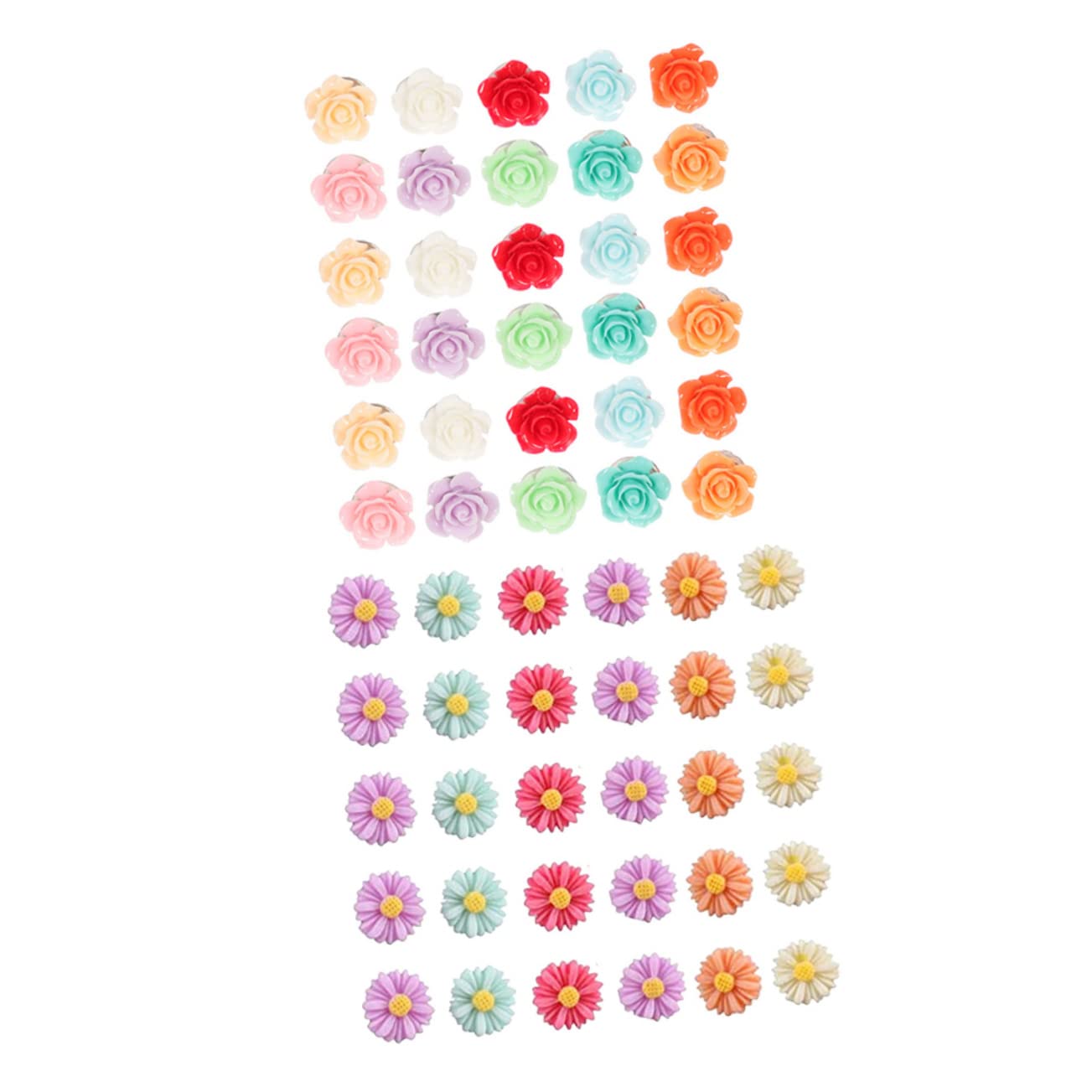 Uonlytech 3 Set Perno Di Fiori Arredamento Dell'ufficio Spingere Bulletin Board Bacheche Virata Puntale in Resina Puntina Da Disegno Penne A Spinta Carine Metallo 60 Pezzi * 3