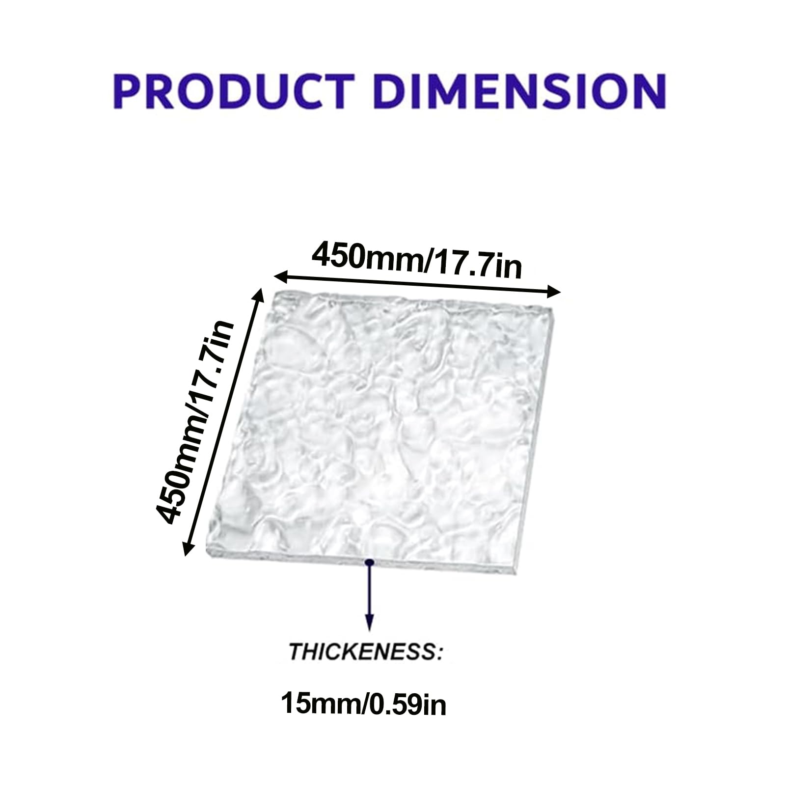 Akrylowe bloky ekspozycyjne, Akrylowe arkusze falujące wodę Przezroczyste 15 mm 20 Rozmiary kwadratowe 100-450 Do rękodzieła DIY(15mm,450x450mm)