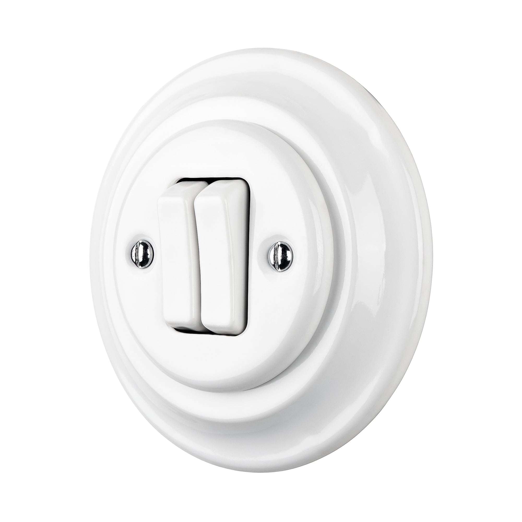 Lightstock Retro podtynkowy przełącznik podtynkowy z porcelany, 1-krotny, 2-biegunowy UP5W-3 (biały)
