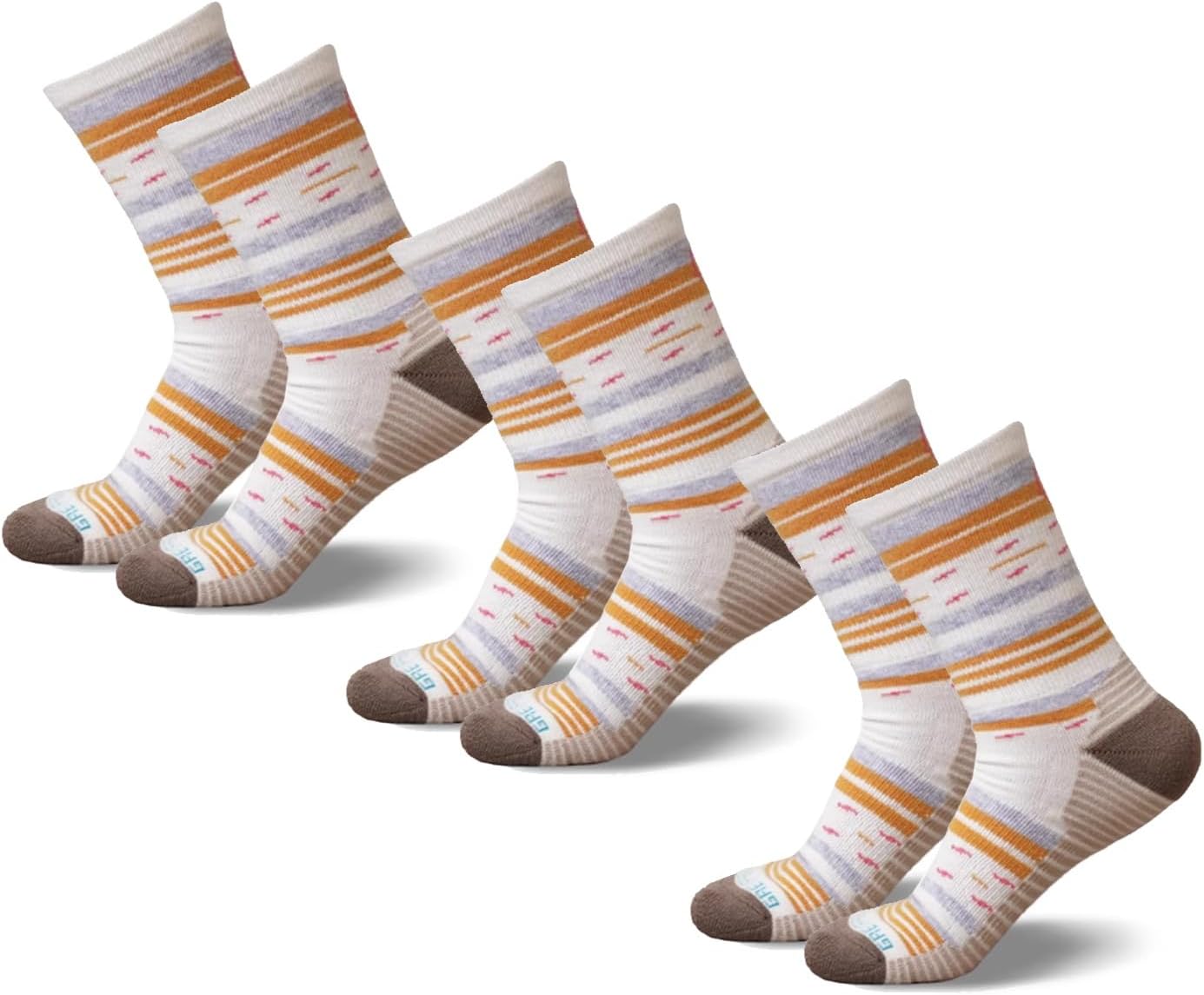 gyprprer 3Pairs Women’s Merino Wool Hiking Socks, Breathable Cushion Crew Socks for Outdoor Hiking