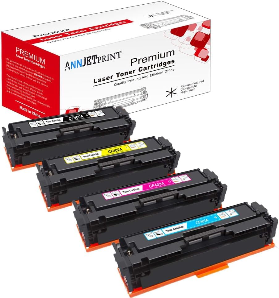 （with chip）Compatible Toner Cartridge Replacement for HP 201A CF400A CF401A CF402A CF403A for HP Color Laserjet Pro MFP M277dw M252dw M277n M277c6 M252n M277 (1 Black, 1 Cyan, 1 Magenta, 1 Yellow)