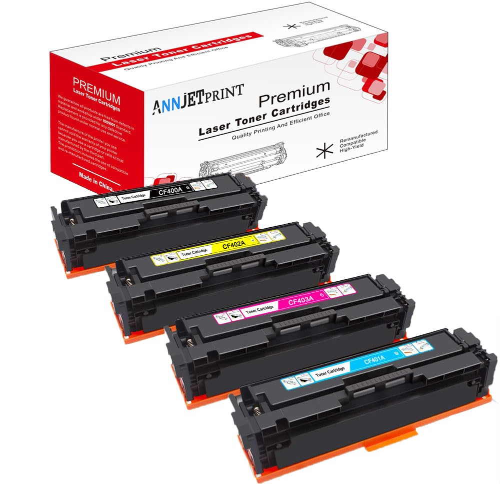 （with chip）Compatible Toner Cartridge Replacement for HP 201A CF400A CF401A CF402A CF403A for HP Color Laserjet Pro MFP M277dw M252dw M277n M277c6 M252n M277 (1 Black, 1 Cyan, 1 Magenta, 1 Yellow)