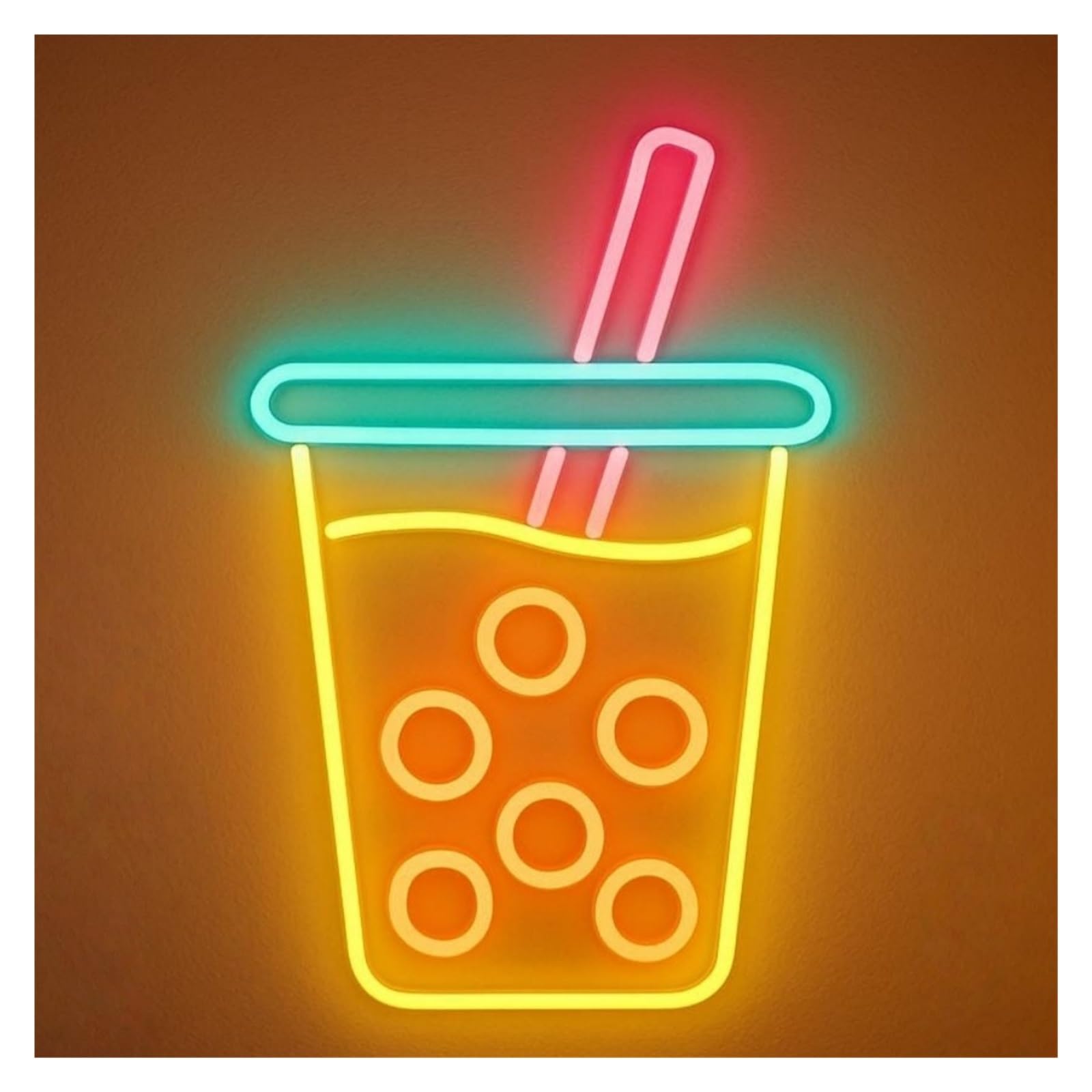 XENITE Luces Art Decoration Christmas Letrero De Neón Té Con Leche Burbujas, USB/alimentación Suministrada, Para Tienda Y Cafetería 55cm/21.65in