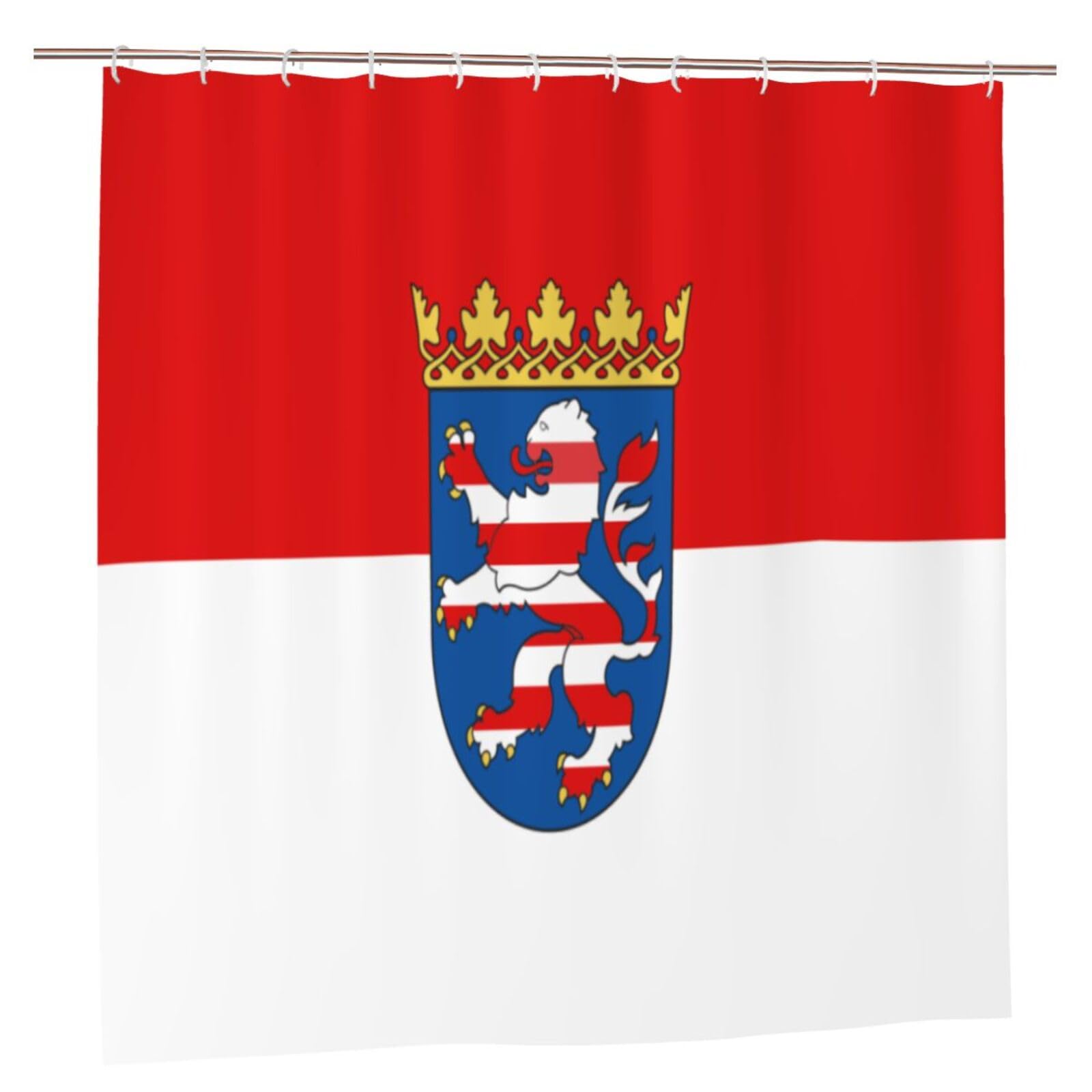 Klgrtjhk Plastic Flag Of Hessen Shower Curtain 72X72in Bathroom Curtain﻿