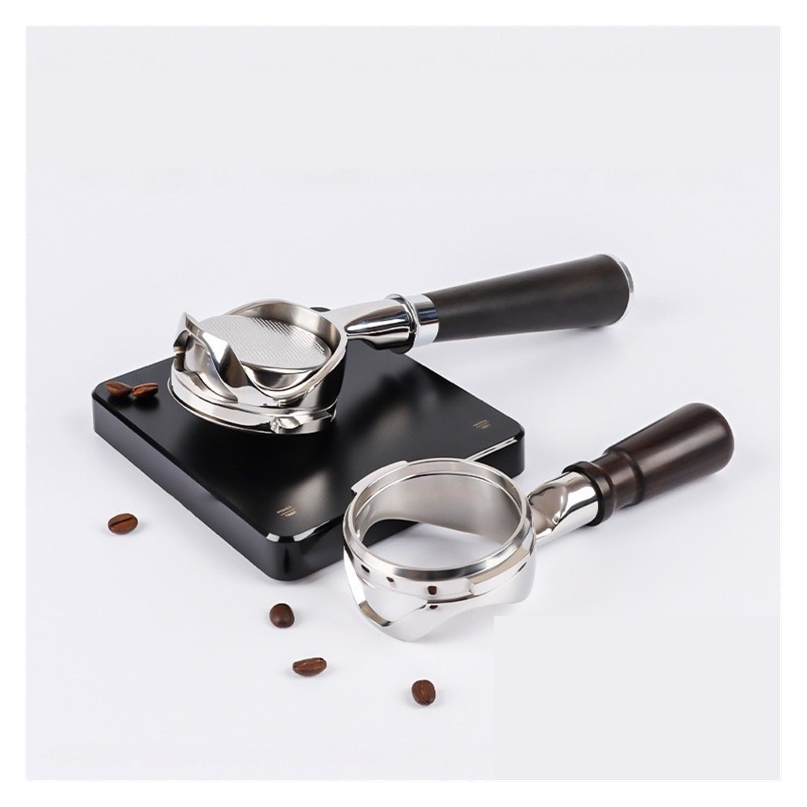 Portafiltro, compatible con Breville, 58mm sin fondo | cesta de filtro reutilizable de acero inoxidable 304, mango hueco desmontable(D colour wood)