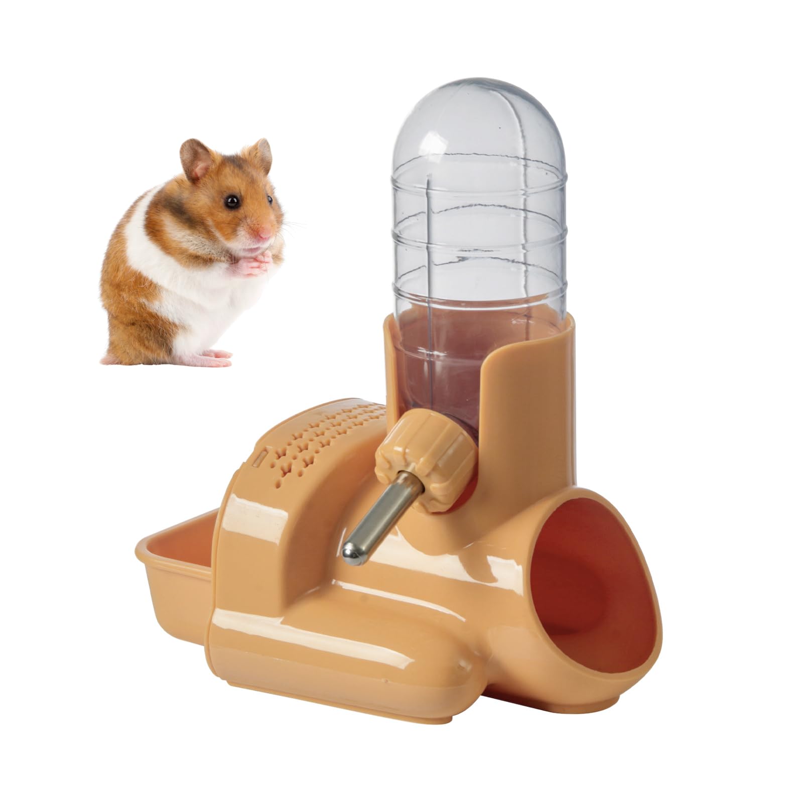 Abreuvoir pour Hamsters Maison Hamster Mangeoire pour Hamsters Petite Bouteille d'eau Abreuvoir Suspendu avec Support Convient aux Petits Animaux (Orange)