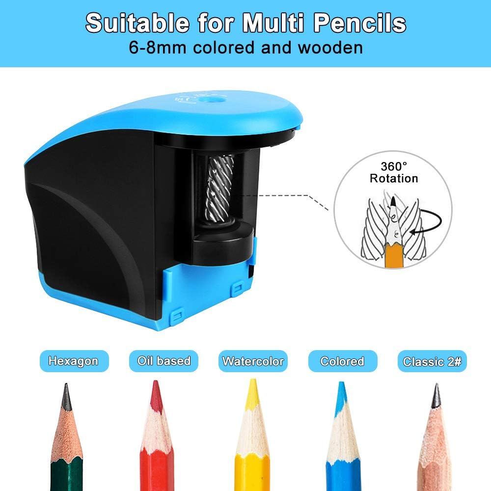 Electric Pencil Sharpener,with UL Listed AC Adapter,Heavy Duty Blade for No.2/Colored Pencils,Pencil Sharpener with Pencil Holder Design,Essential School Supply for Classroom Office Home