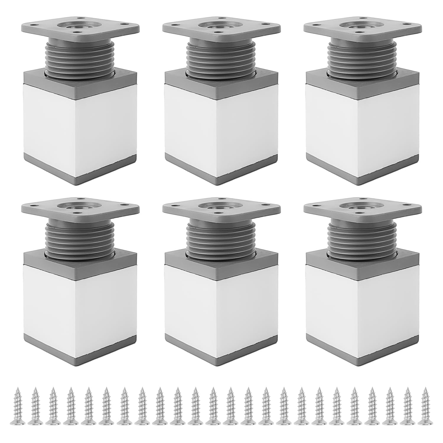 6 Pezzi Piedini Regolabili per Mobili, Piedini per Mobili 40 × 40 × 50 mm (Espandibili 15 mm), Piedini per Mobili Regolabili Quadrati in Lega di Alluminio, Piedi per Mobili per Mobili Fai-da-te (6)