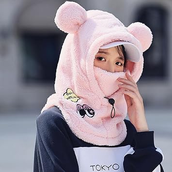 Cat Ears Winter Cute Skihelmet Covers, Boy Girl Outdoor Motorcycle Helmet Hat Covers, Men Women Cartoon Funny Scarf-G