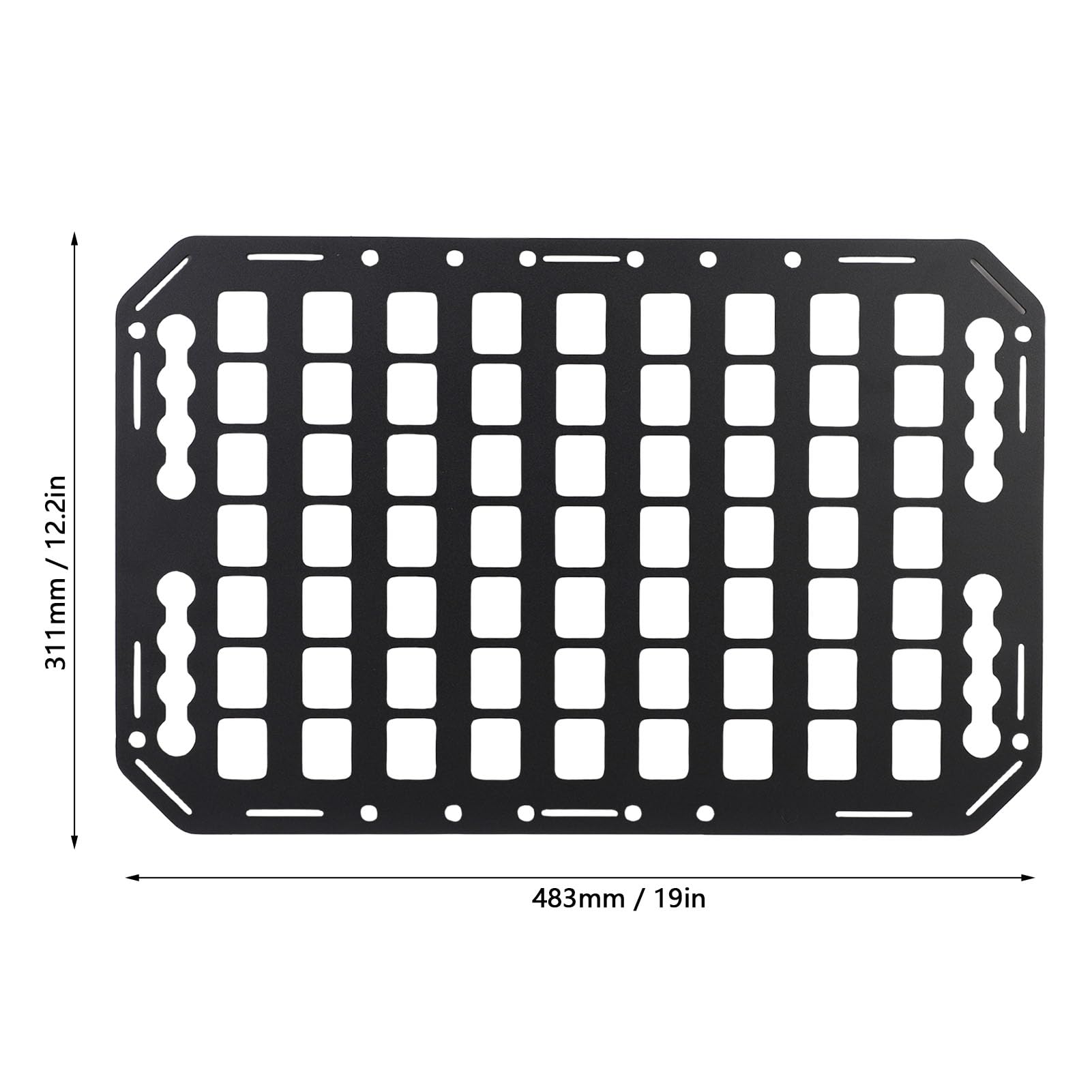 Akozon Panel Molle de Camión de Aleación de Aluminio Multifuncional, Organizador de Almacenamiento de Vía L para Automóviles, SUV, RVs, 483x311x2mm