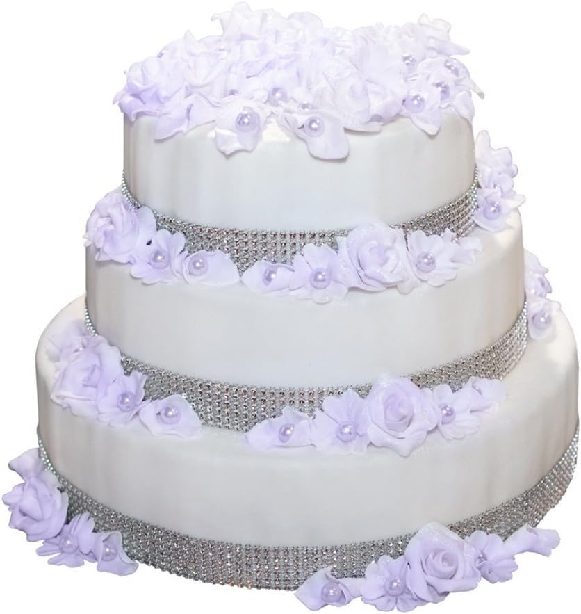 ULTNICE 910Cm Silver Rhinestone Diamante Ribbon Mesh Roll - Image 3