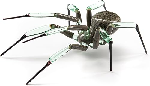 Figura de araña de cristal – Arte de vidrio de uranio hecho a mano (Gris)