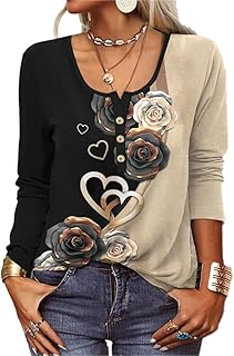 Sponsored You’re seeing this ad based on the product’s relevance to your search query.Learn more about this advertisement GRMLRPT Women’s Tops, Long Sleeve, Round Neck T-Shirts, Tunic Tops, Printed Blouse, Elegant Casual Shirt, Button Placket (Multicoloured, S-XXL)