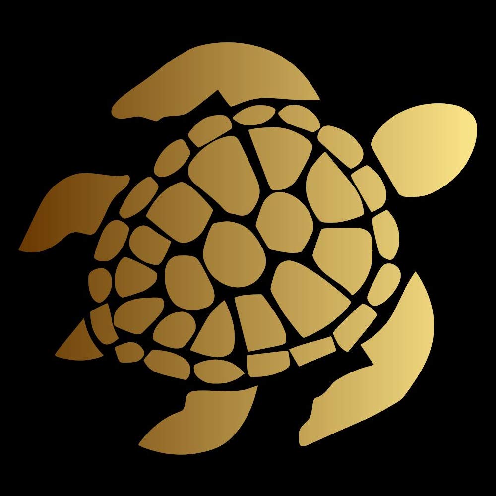 Sea Turtle [Pick Any Color] Vinyl Transfer Sticker Decal for Laptop/Car/Truck/Window/Bumper (3in x 2.7in, Gold)