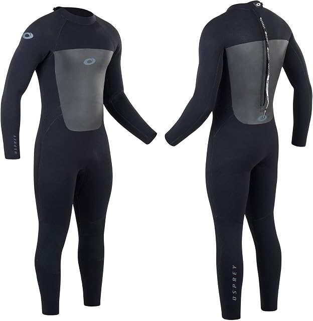Osprey Men's Full Length 5mm Wetsuit, Winter Wetsuit, Adult Neoprene Surfing Diving Wetsuit, Pro, Black