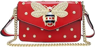 Beatfull Designer Bee Purse Fashion Crossbody Bags with Pearl for Women Pu Leather Shoulder Clutch Handbags