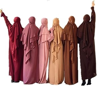 Womens Two Piece Prayer for Muslim Islamic Abaya Maxi Skirt + Hooded Khimar Hijab Burka Jilbab Kaftan