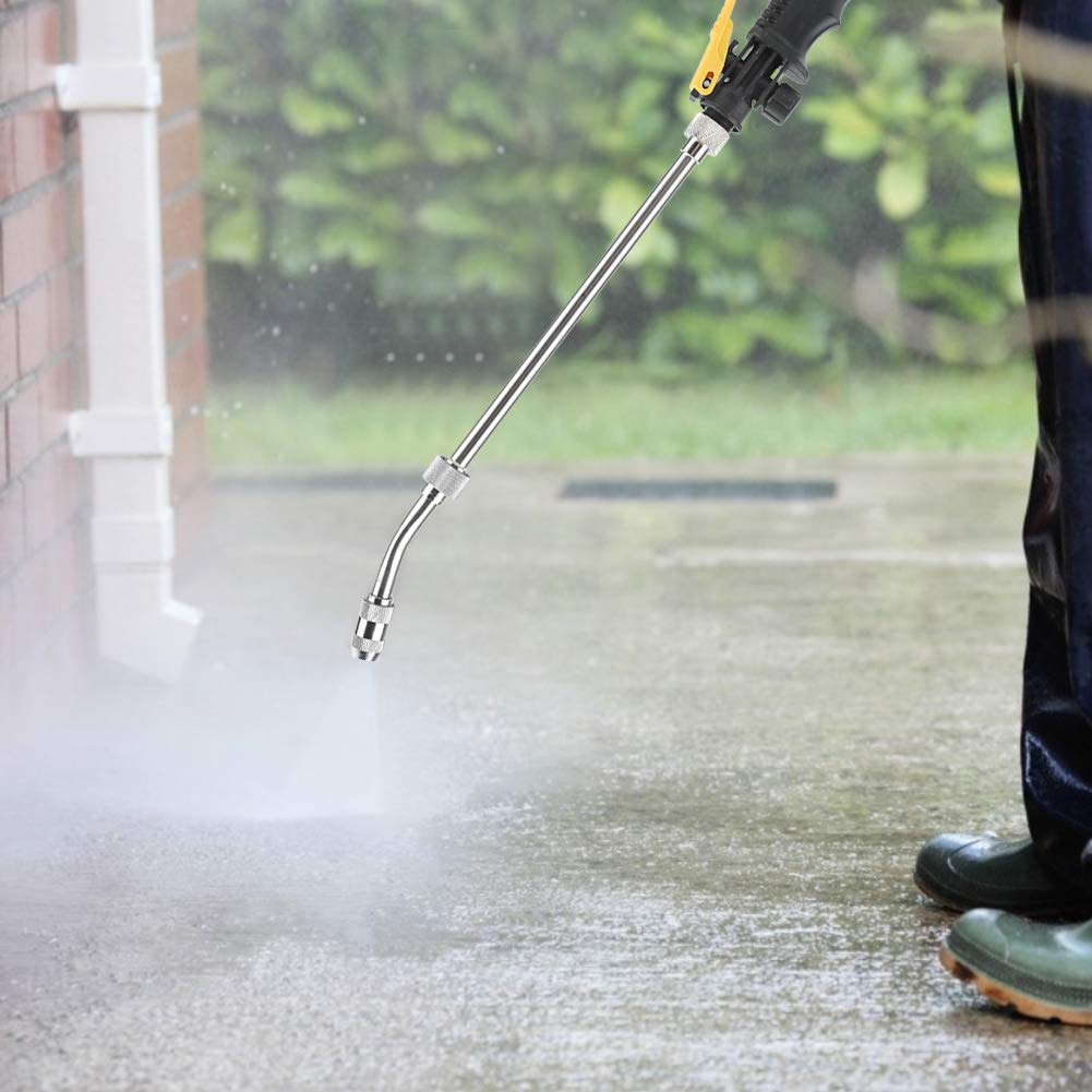 Adjustable Spray Wands for Garden Hose, Stainless Steel Replacement Sprayer Wand with Shut off Valve (Total length 50 cm)