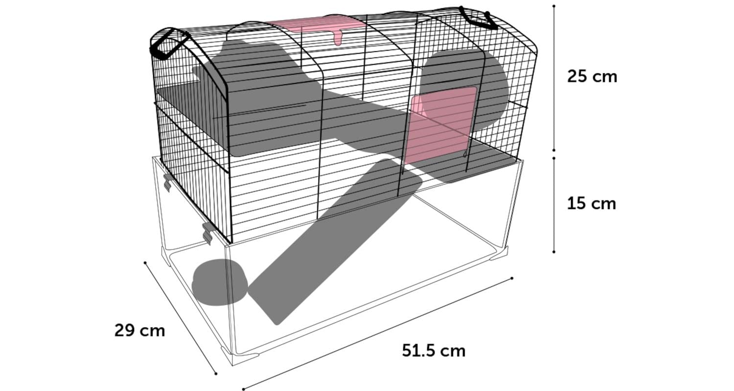 Flamingo - Cage Vitru 1 pour Petit Animal - Compacte et Robuste - Noir, 51,5 x 29 x 40 cm