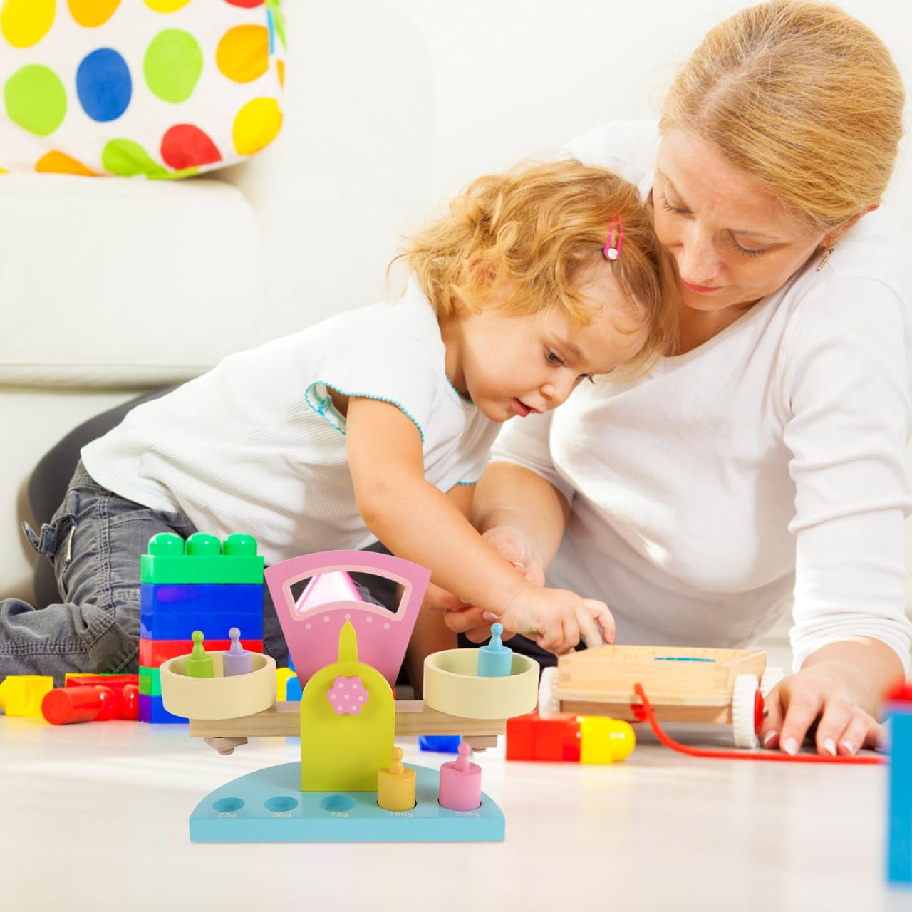 VANZACK Wooden Balance Scale Toy Adjustable Counting Cognitive Learning Aid for Children Educational Math Teaching and Montessori Hands-on Play - Image 4
