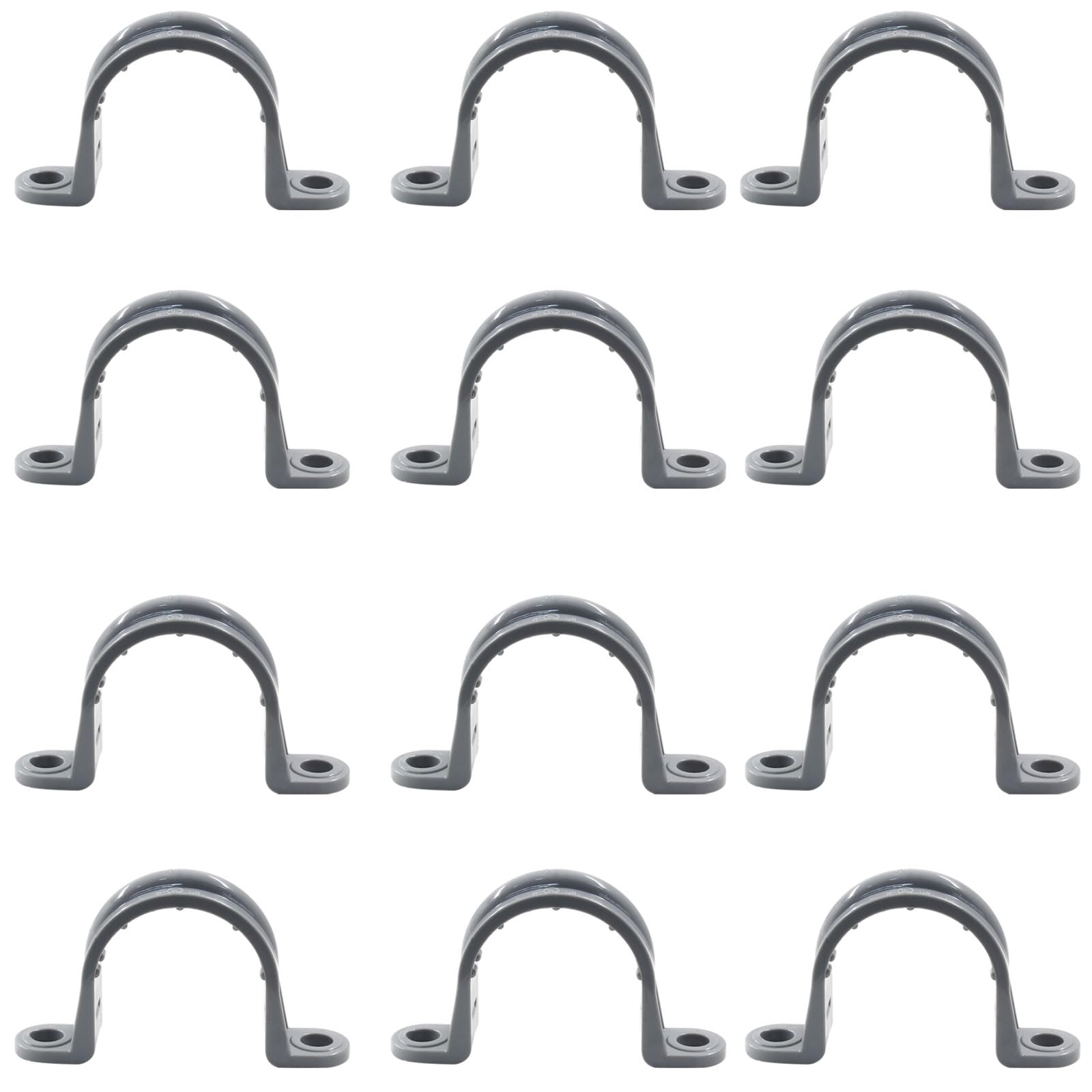 Zorfeter 12Pcs 1 Inch PVC Pipe Straps, 2 Holes Plastic Pipe Clamps, Conduit Strap for PVC Pipes Conduit and Cables， UL Listed
