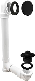 Westbrass 494244H-62 Sch. 40 PVC Bath Waste & Overflow Assembly with Illusionary Faceplate and Lift & Turn Drain Plug, Matte Black