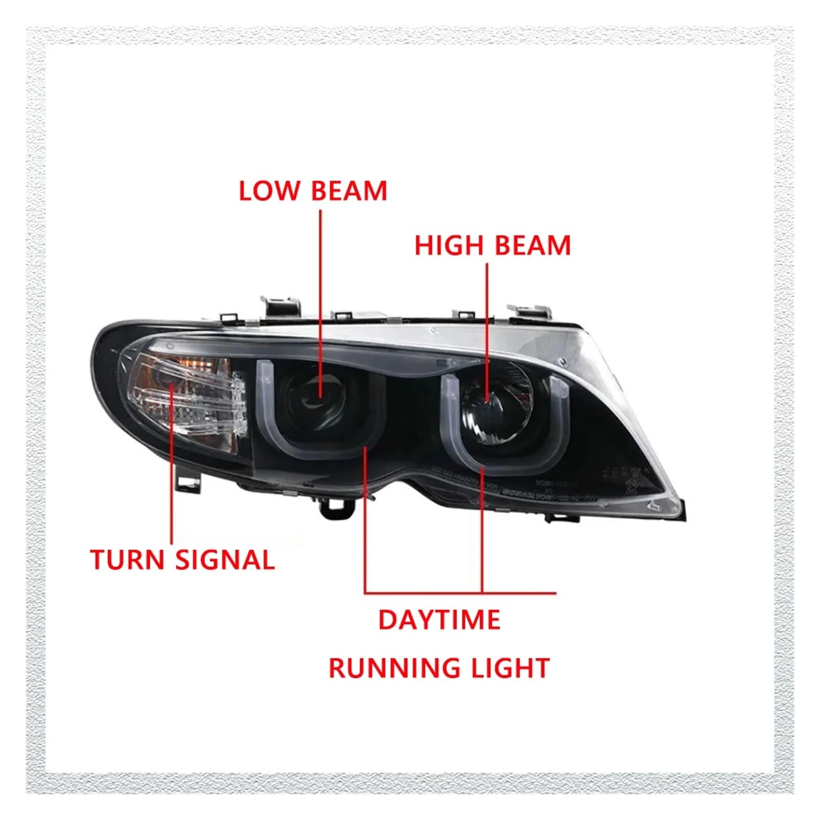 Pasuje do B//M//W serii 3 E46 4 drzwi 02-06 w pełni Led DRL reflektor samochodowy montaż sygnału akcesoria samochodowe zmodyfikowana lampa reflektory LED(Low led high halogen)