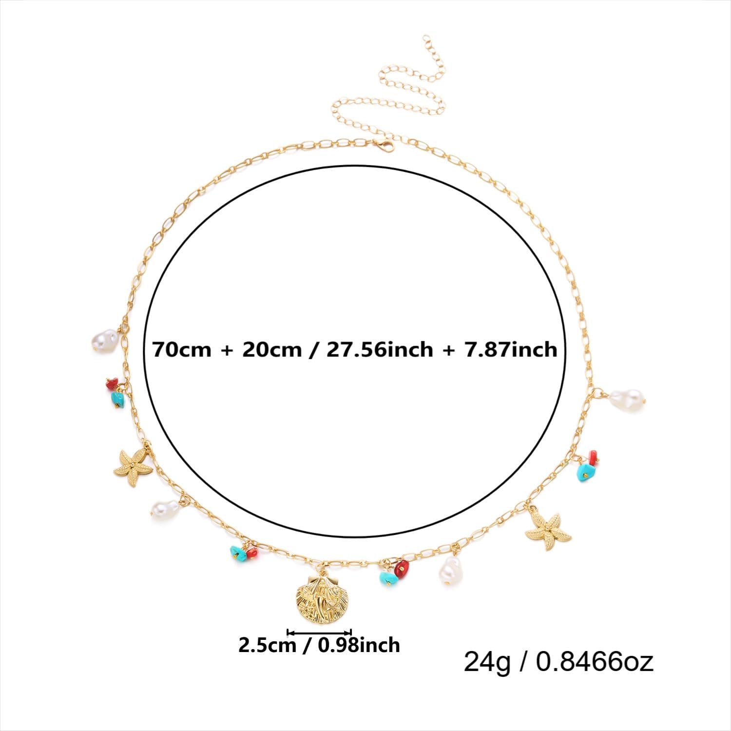 Gold Starfish Mermaid Waist Chain for Women Pearl Shell Belly Body Chain for Summer Beach Bikini Vacation Mermaid Costume Accessories