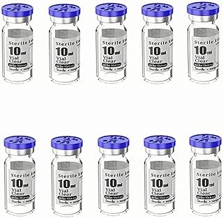 10pcs 10ml Sterile Empty Vial with Plastic Aluminum Flip Off Caps，Penicillin Bottle 20mm Crimp Top Sterile Transparent Borosilicate Lab Sample Vial (Transparent)