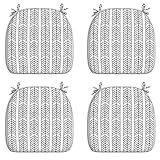 LVTXIII Outdoor Seat Cushions Set of 4 Patio Chair Pads with Ties, All Weather Chair Cushions for Home Office and Patio Garden Furniture Decoration D16” x W17” x H2, Herringbone Black White