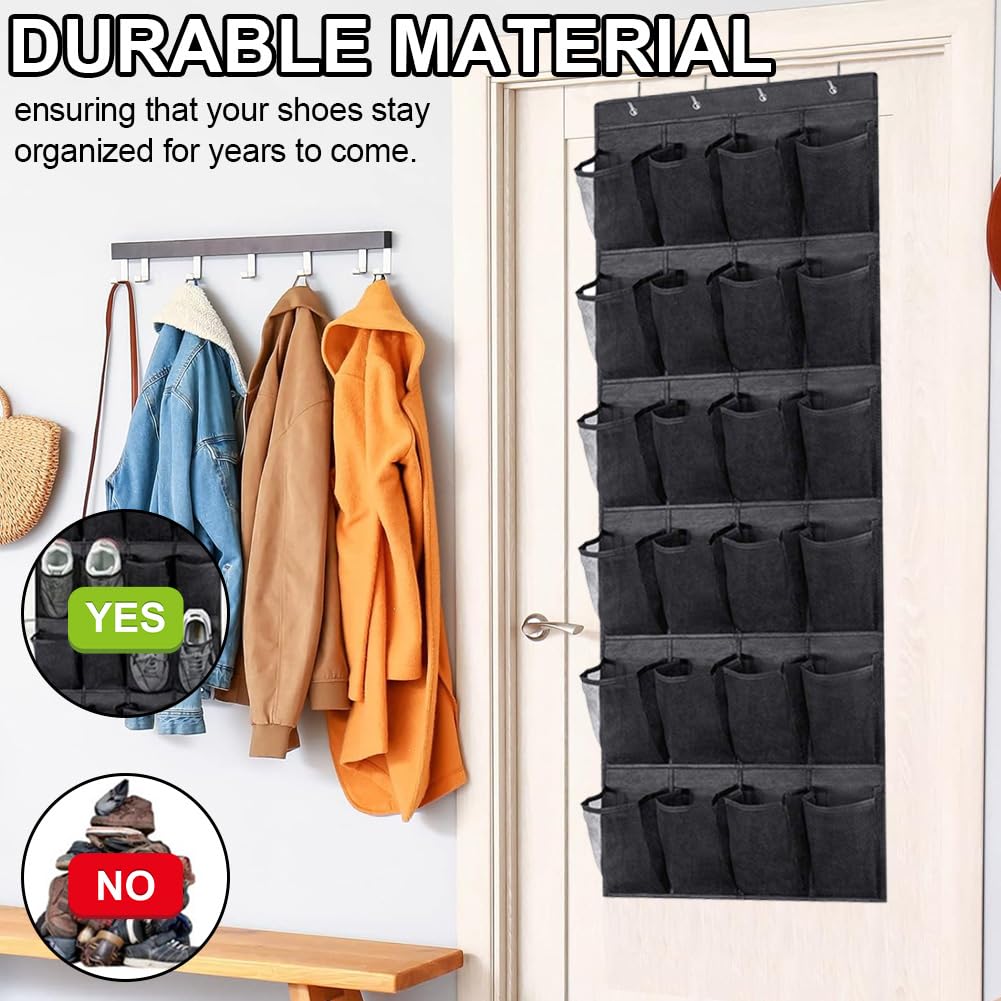 Organizador de zapatos sobre la puerta con 48 bolsillos, bolsa de almacenamiento colgante de gran capacidad para zapatos, ideal para cocina, dormitorio, baño, armario, juego de 2