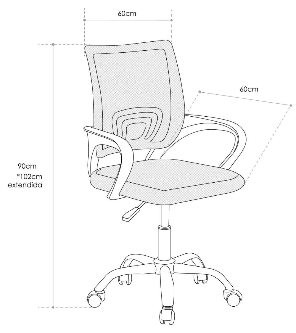 Home Heavenly® - Silla Escritorio Juvenil Vera, Silla Oficina giratoria y Regulable en Altura, Patas metálicas, en Tejido 3D. 60x60x90-102 cm. (Azul)