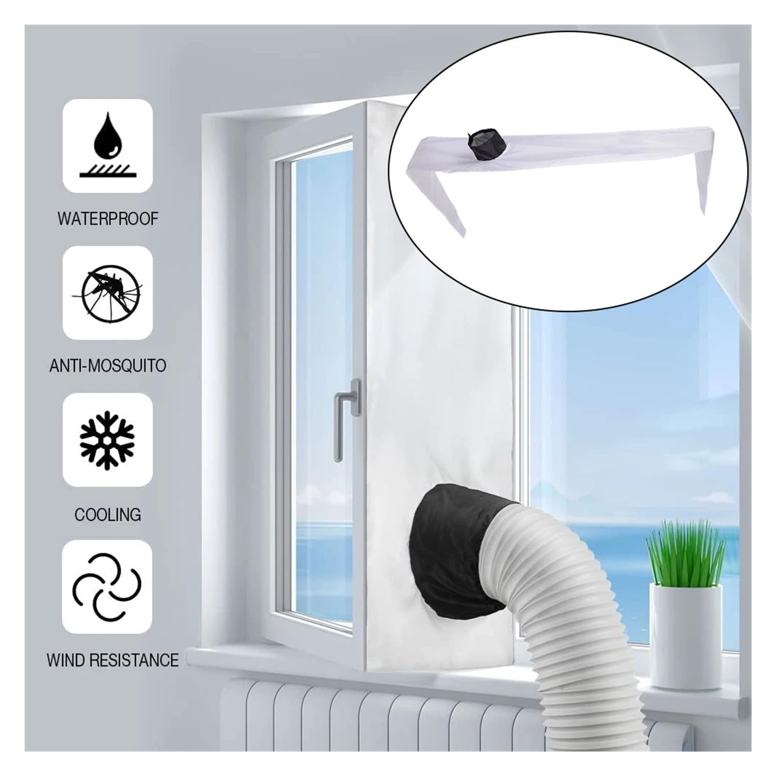 Genérico Sello de Ventana Impermeable de 3/4M for Aire Acondicionado inclinable/Pendiente con Cuerda