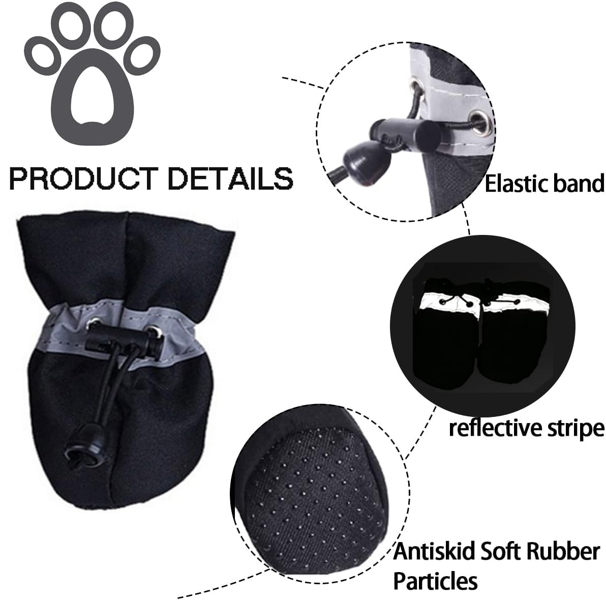 FaJoek 4 x Non-Slip Snow Protection Dog Boots, Dog Boots with Reflective Straps, Waterproof Dog Shoes - Image 3