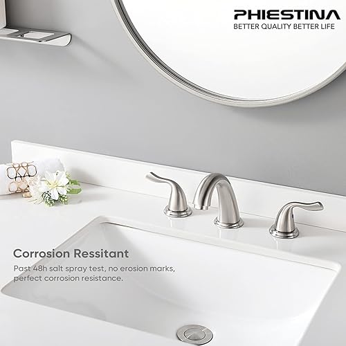 Miniatura 6 de phiestina Grifo de baño de níquel cepillado, con línea de suministro de agua, BF25-7-BN+BF03008-B07-GBN