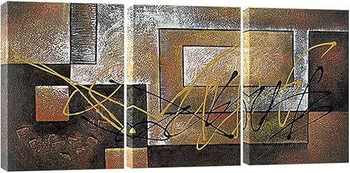 Pyradecor Lienzo envolvente XL de 3 paneles, moderno, contemporáneo, pintura sobre lienzo, paisajes, arte mural, para decoración de salas,