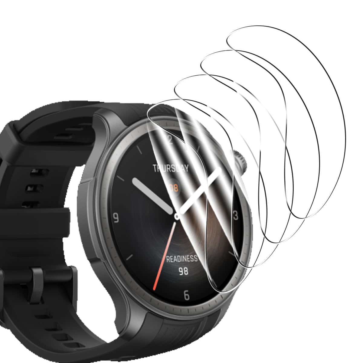 4 Piezas Protector Pantalla Flexible para Amazfit Balance 46mm, HD Transparente/Anti-Arañazos/Cobertura Completa, Película Protectora para Amazfit Balance 46mm - Película TPU Suave