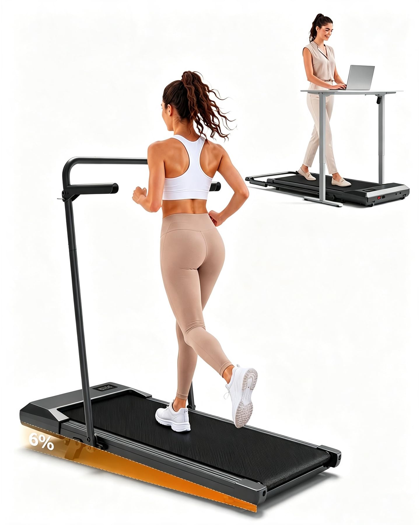 Copant Tapis Roulant Salvapazio Elettrico con Inclinazione 6%,1-6/12 km/h Tapis Roulant Pieghevole,2.5CV/3CV Walking Pad con APP Controllo Corsi di Allenamento, Massima di 136 kg per Casa o Ufficio