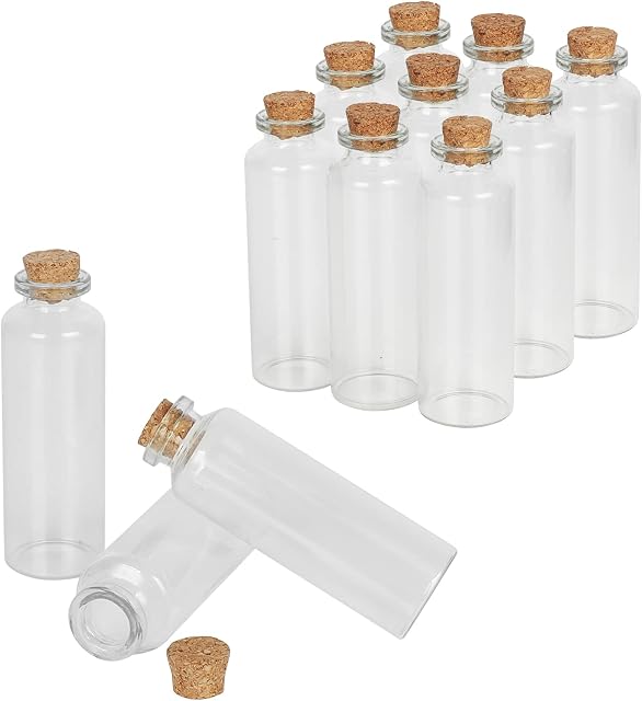 20pcs 30ml Cork Stopper Mini Glass Jars,Yishik 27mm*79mm Clear Glass Wish Bottles for Storage,Party Favors,DIY Decorations,Wedding Favors