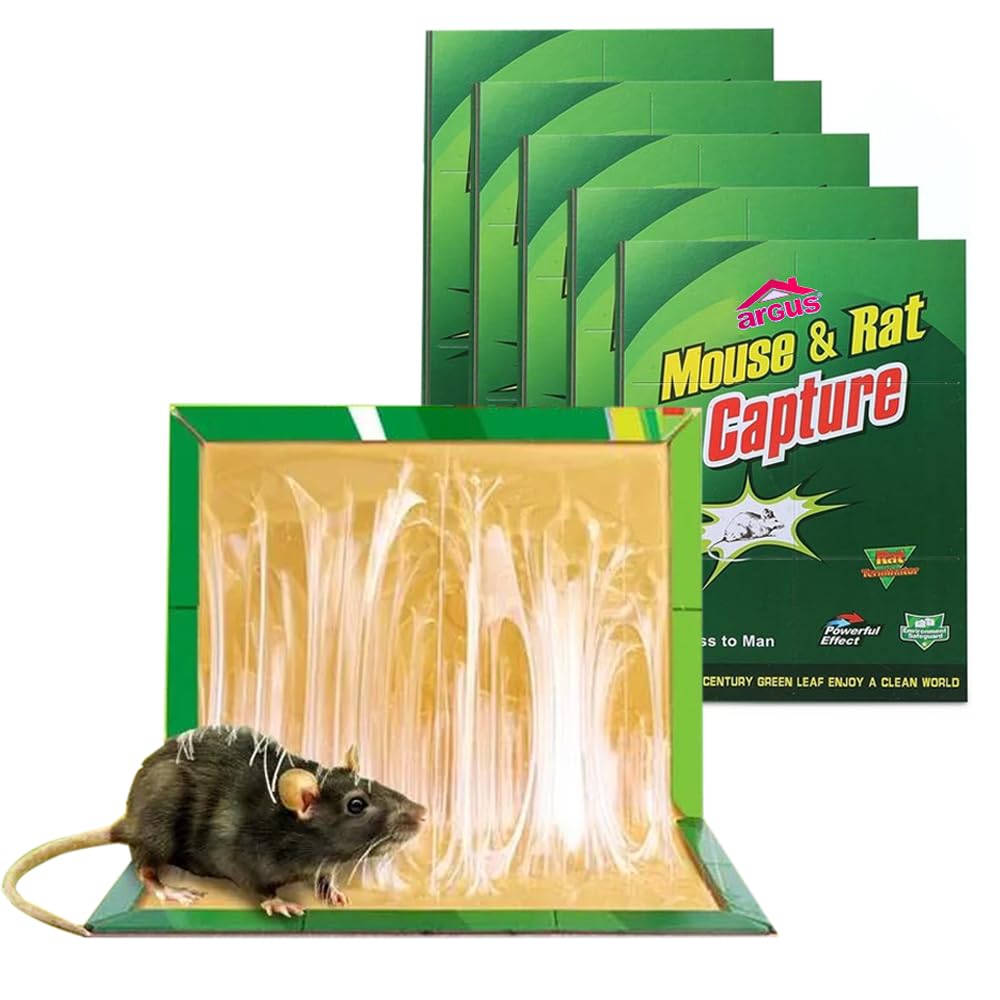 HEXAR Mouse Trap Rat Glue Board Trap Super Sticky Adhesive Glue Board Traps for Mice Cockroaches Spiders Pests for Home Office Pest Control (Pack of 5)