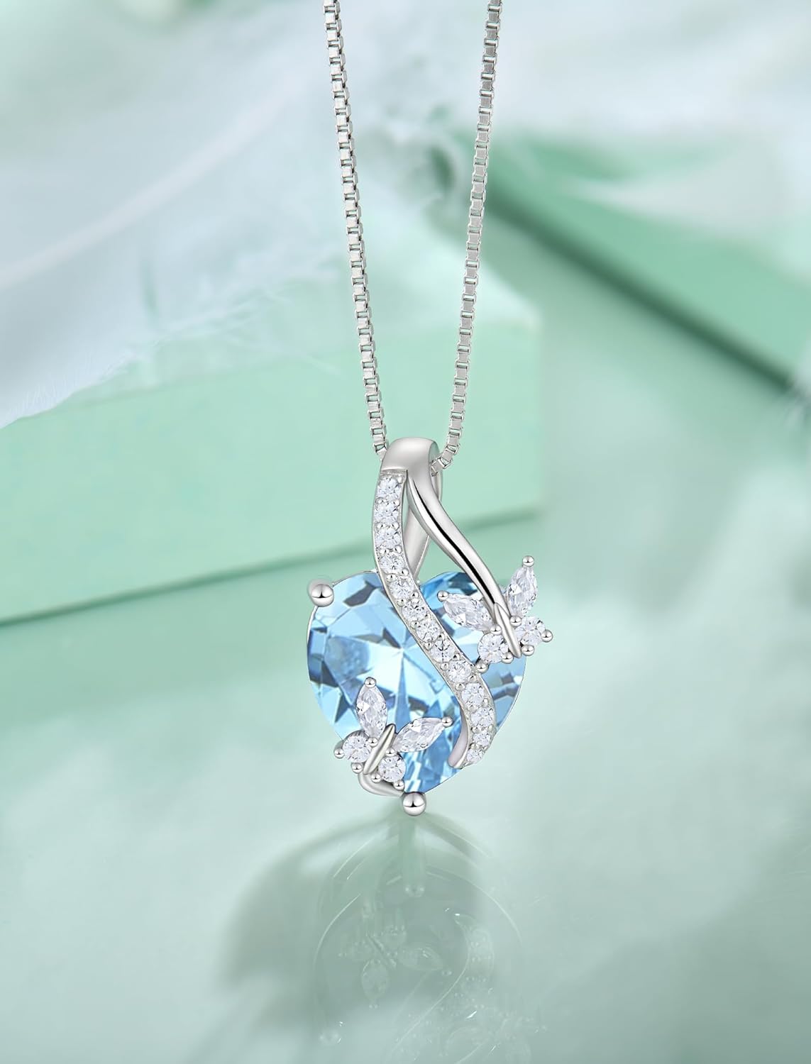 Butterfly Necklaces for Women Sterling Silver Infinity Heart Pendant Birthstone Jewelry Gift with 14k Yellow Gold/Rose Gold Plated