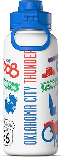 Miniatura 3 de Hydrapeak x Botella de agua activa con licencia oficial de la NBA de Oklahoma City Thunder de 32 onzas con tapa para beber, reutilizable, acero