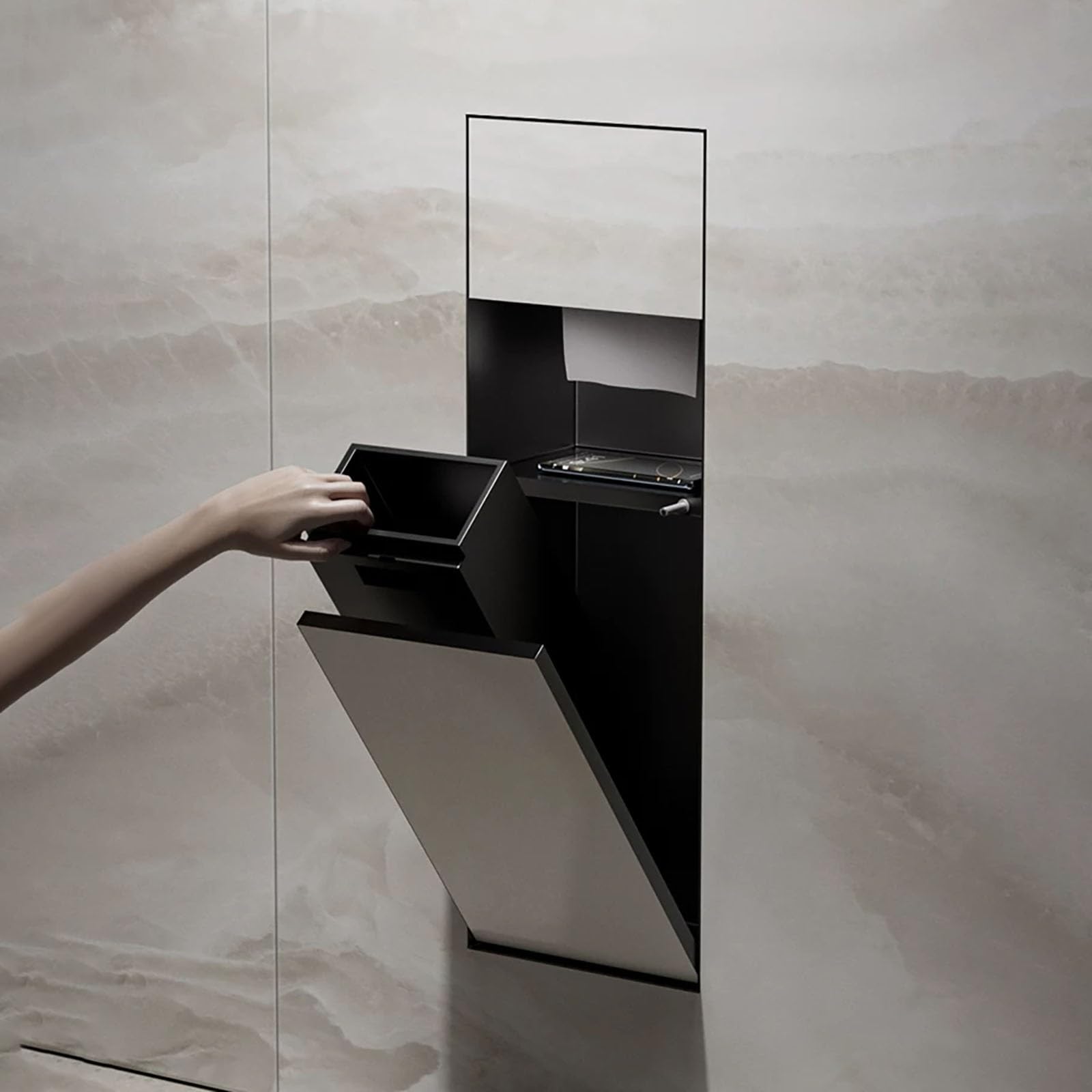 Yxxsdp One Color Recessed Wall Niche Cabinet With Shelves And Trash Can