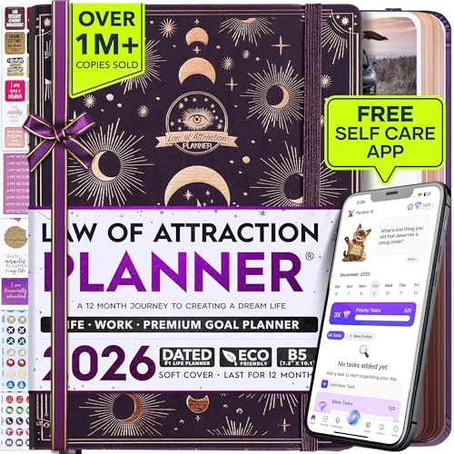 Deluxe 2026 Planner Weekly and Monthly | Law of Attraction Planner with Productivity App | 12-Month for Productivity, Gratitude & Goal Setting | Includes Foldable Vision Board, Gift Box & Stickers
